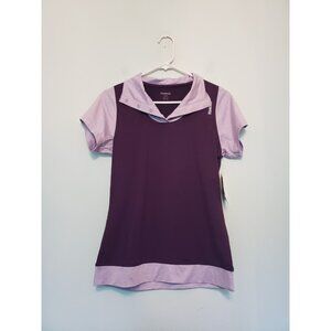 Reebok Womens S Top Activewear Purple Golf Slim Fit Snap Neck Athleisure NWT